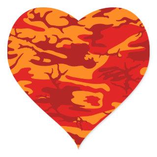 Lava Red Camo Heart Sticker