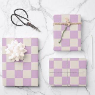 Lavender and Off White Checkerboard  Sheets