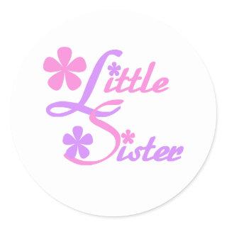 Lavender and Pink Little Sister Classic Round Sticker