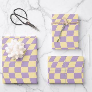 Lavender And Yellow Checkerboard Check Pattern  Sheets