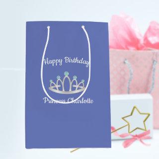 Lavender Blue Princess Tiara Birthday Medium Gift Bag