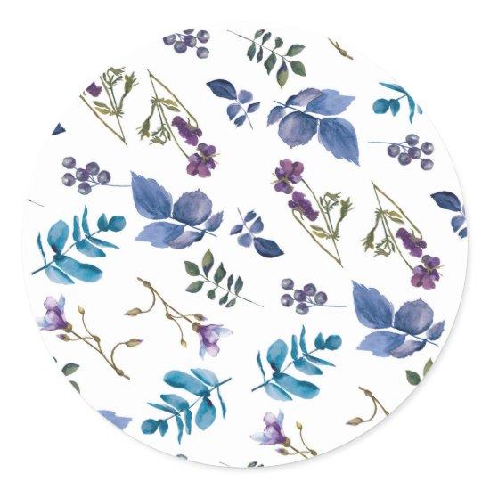 Lavender Lilac Purple Iris Spring Floral Chic Classic Round Sticker