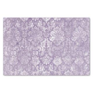Lavender Purple Gently Distressed Damask Pattern Tissue Paper