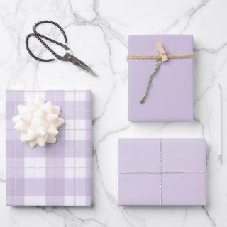 Lavender Purple Plaid Pattern and Matching Solids  Sheets