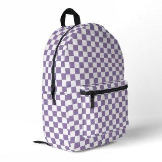 Lavender Purple White Checkered   Printed Backpack
