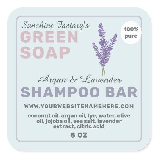 Lavender Soap Shampoo Bar Pastel Blue Purple Square Sticker