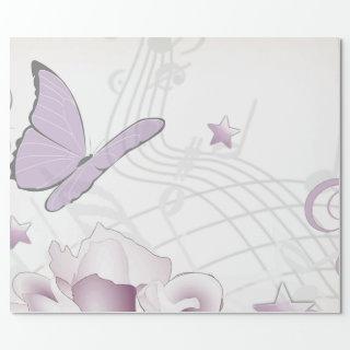 Lavender Vintage Flower, Butterfly, Music, Clocks