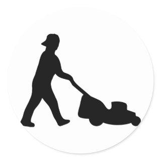 lawn mower icon classic round sticker