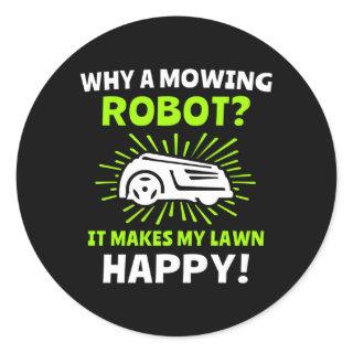 Lawn Mowing Robot Lawnmower Lawn Mower Classic Round Sticker