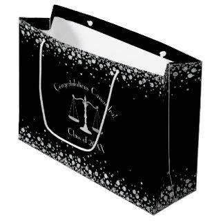 Lawyer Law School Graduation Party Black Silver Large Gift Bag