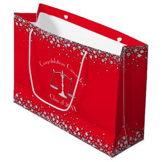 Lawyer Law School Graduation Party Silver Red Large Gift Bag