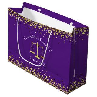 Lawyer Law School Purple Gold Graduation Party Large Gift Bag