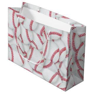 Layered Baseballs Pattern Birthday Large Gift Bag