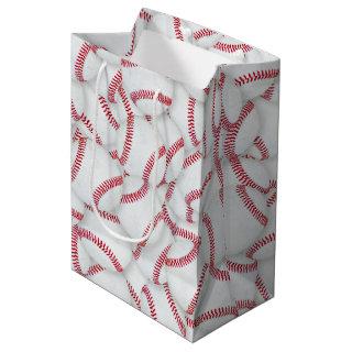Layered Baseballs Pattern Birthday Medium Gift Bag