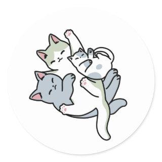 Laze Furr Days - Cute Lazy Cats Design Classic Round Sticker