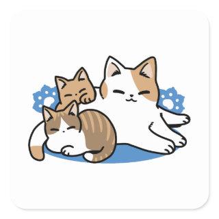 Laze Furr Days - Cute Lazy Cats Design Square Sticker