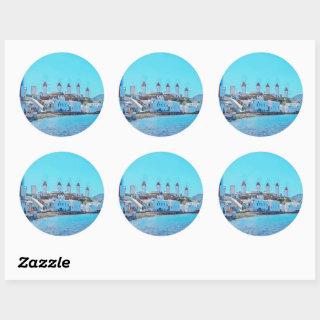 ldp MYKONOS - view from the sea of the windmills - Classic Round Sticker