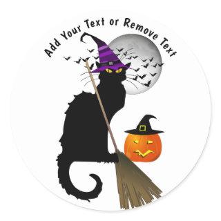 Le Chat Noir Halloween Withc  Classic Round Sticker