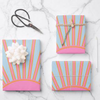 Le Soleil 02 Retro Sun Pink And Blue Sunshine  Sheets