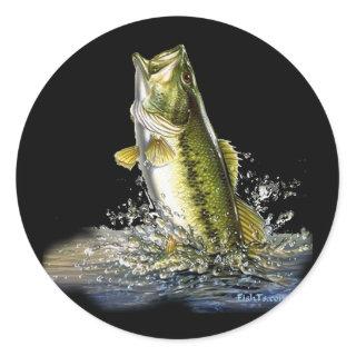 Leaping largemouth bass classic round sticker