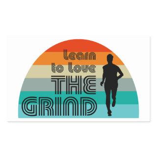 Learn To Love The Grind Running Retro Rectangular Sticker