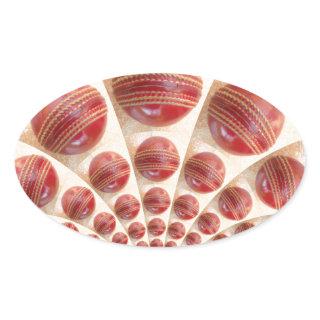 Leather Ball Rhythm Cricket Balls: Rhythmic Array Oval Sticker
