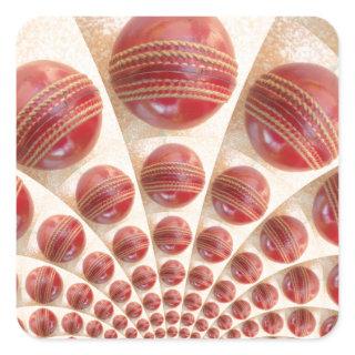 Leather Ball Rhythm Cricket Balls: Rhythmic Array Square Sticker
