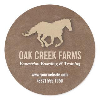 Leather Look Horse Imprint Classic Round Sticker