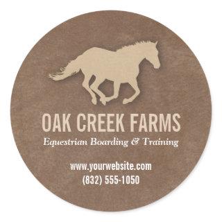 Leather Look Horse Imprint Classic Round Sticker