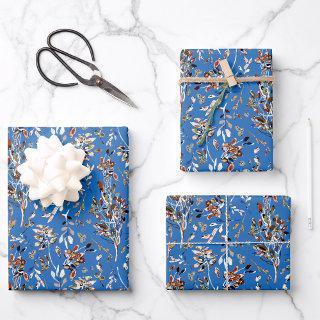Leaves Berries Watercolor Blue Floral Pattern  Sheets