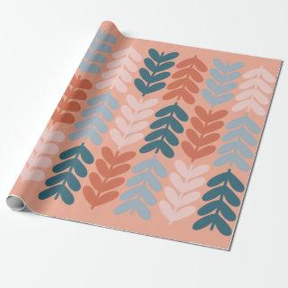 Leaves & Stems Scandi Botanical Pattern Blush Blue