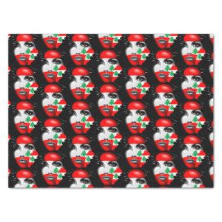 Lebanon Flag and Map on girl's face Tissue Paper