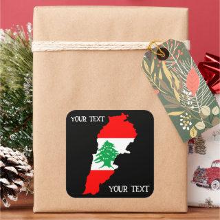Lebanon Map with Flag Square Sticker