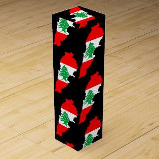 Lebanon Map with Flag Wine Box