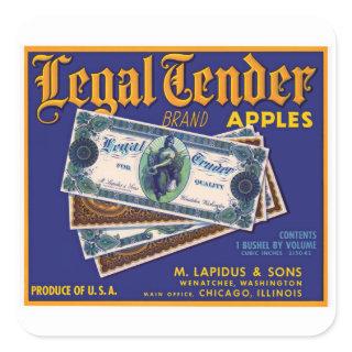 Legal Tender Apples Square Sticker