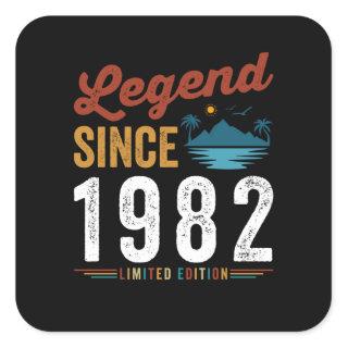 Legend Since 1982 Birthday Retro Vintage Square Sticker
