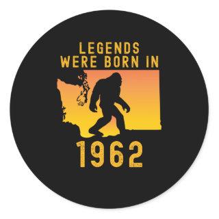 Legends Were Born In 1962 Retro Bigfoot Classic Round Sticker