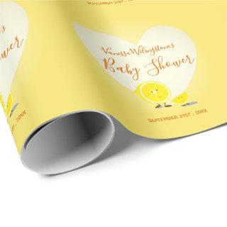Lemon and Lemon Slice Baby Shower Heart Yellow