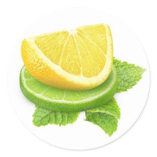 Lemon and lime slices classic round sticker