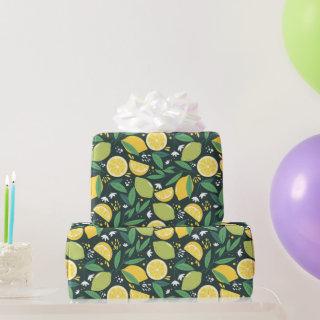 Lemon and Limes Fruit Pattern in Green and Yellow