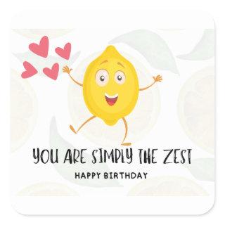 Lemon Cartoon Fruit Happy Birthday Funny Birthday  Square Sticker