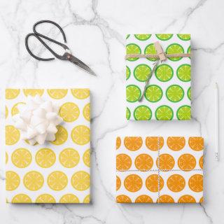 Lemon Lime Orange Fruit  Set of 3