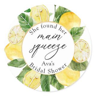 Lemon Main Squeeze Bridal Shower Classic Round Sticker