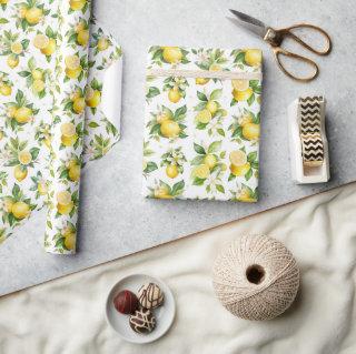Lemon Pattern, Lemon Flowers, Leaves, Citrus