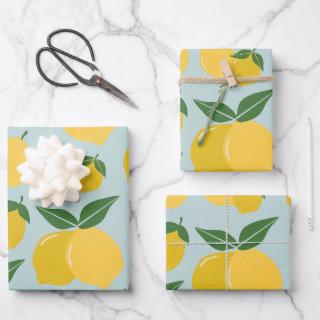 Lemon Pattern Retro Fruit Yellow On Green  Sheets