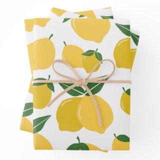 Lemon Pattern Retro Fruit Yellow On White  Sheets
