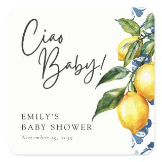 Lemon Positano Italian Baby Shower Square Sticker