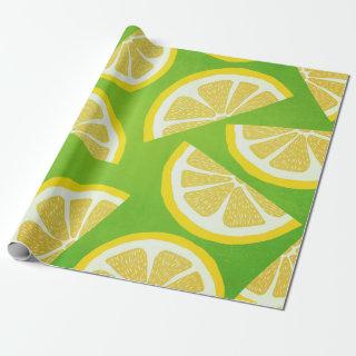 Lemon Slices on Lime Green Background