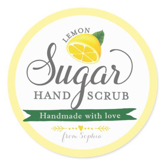 Lemon Sugar Scrub Labels Custom Round Mason Jar