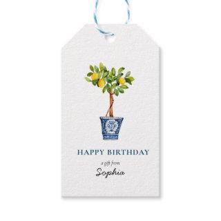 Lemon tree topiary Happy Birthday Gift tags